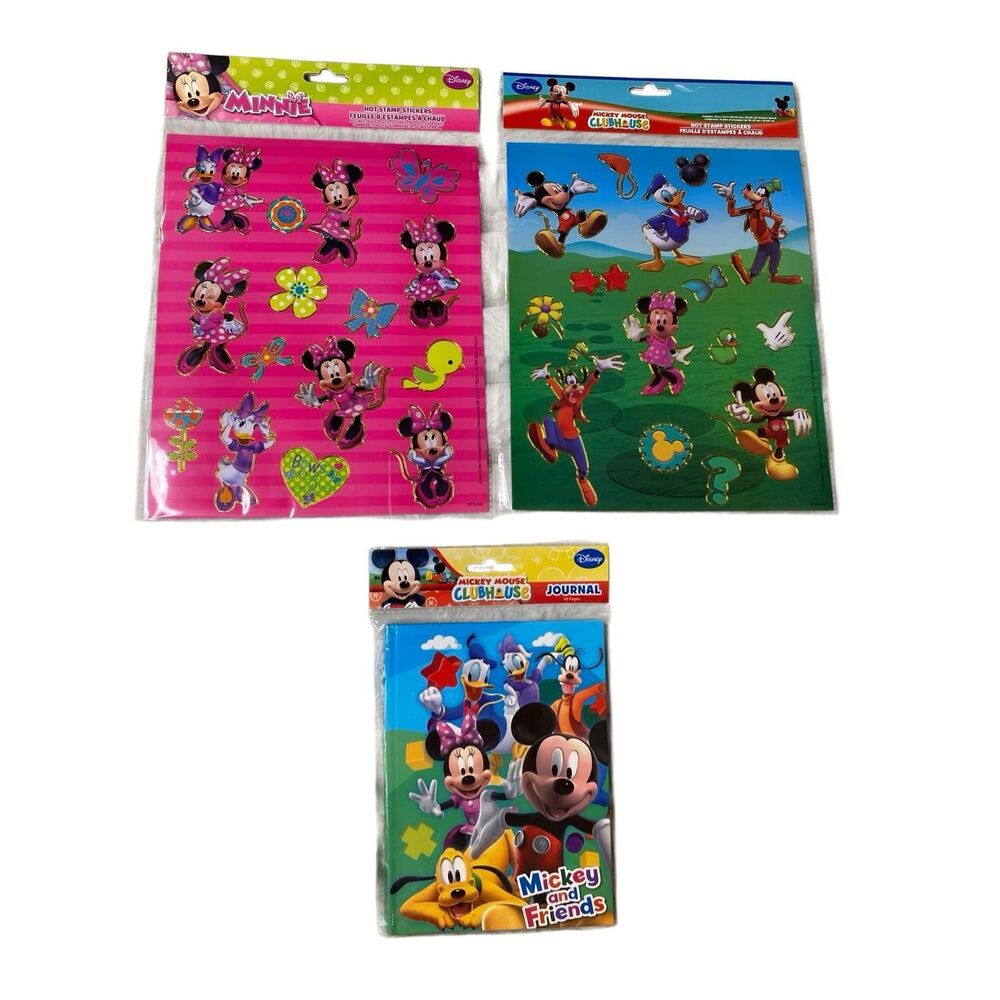 Lot of 3 Disney Minnie Mickey Mouse Clubhouse Stickers Journal Party Favor New